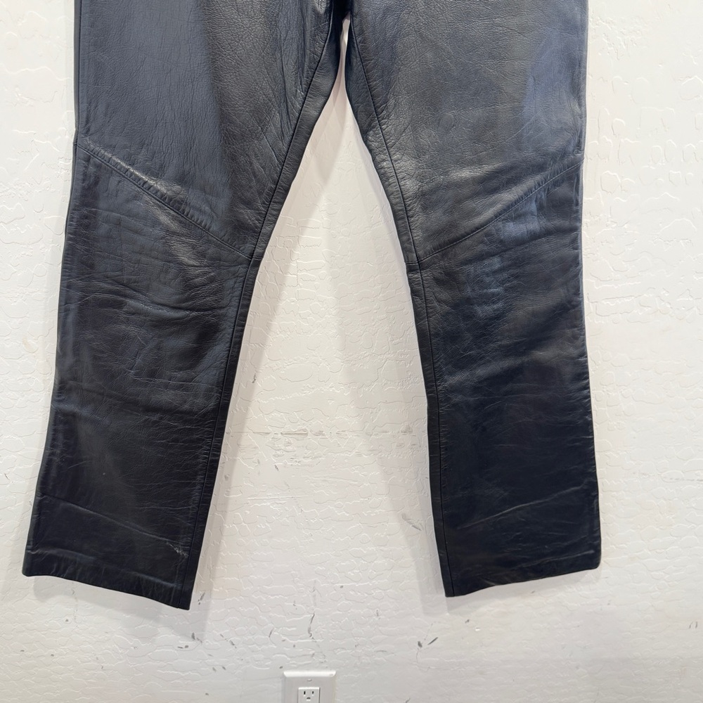 Y2K GAP Leather Boot Cut Pants Womens 8 Black Moto Motorcycle Biker Punk Goth - Picture 3 of 7
